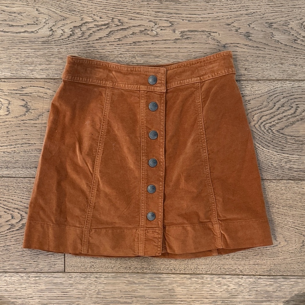 Madewell Button-Front Brown Mini Skirt
